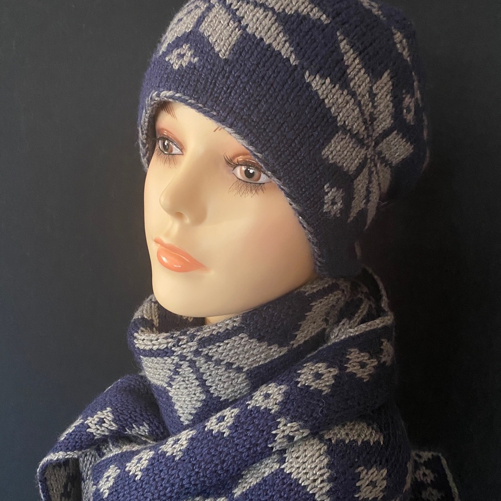 New Double Knitted set of scarf and hat, gift for her